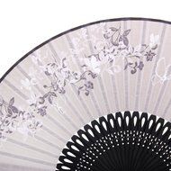 Linen Butterfly Flowers Hand Fan Lacquer Handle Folding Fan Gray N3