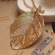 Fashion Womens Charm Golden Leaf Pendant Necklace Long Sweater Chain Jewelry N2