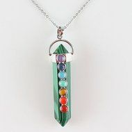 Natural Hexagonal Prism Beads Chakra Healing Gemstone Pendant Chain Necklace New N6