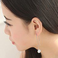 Fashion 18k White Gold GP Crystal 3A CZ lady Earrings ear line HOT Silver Plated N5