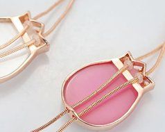 Fashion Korean Style Tulip Flower Women's Sweater Chain (Rose gold-White) N4