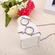 1Pc Hot Film Harry Potter Dainty Glasses Lightning Scar Pendant Necklace Chain (silver)