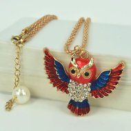 XL Owl Sweater Necklace Rhinestone Crystal Pendant Long Chain Jewellery Gift New