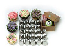 Russian Piping Tips 29 Piece Set by Cake Time - Cake and Cupcake Decorating Icing Tips