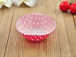 100 PCS Red w/ White Polka Dot Premium Paper Cupcake Cups