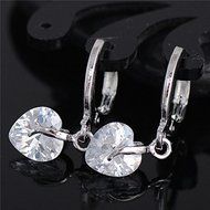 New Arrival! Silver Fashion Heart Gemstone Dangle Earrings Hot Sale N7
