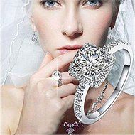 Women Cubic Zirconia Rhinestone 925 Silver Plated Wedding Ring Size 5-8 Jewelry (7)