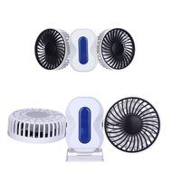 Dreamtop Couples Mini Fan Dual Head Portable USB Rechargeable Personal Fan Quiet Operation with LED Light (Black) N11