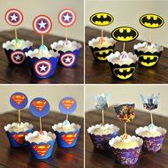 Efivs Arts 48pcs Superhero Captain America Superman Batman Transformers Decorative Cake Toppers Muffin Cupcake...