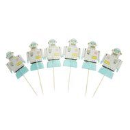 Bilipala Cupcake Toppers Picks Puffy Picks Party Cake Decoration, Space Robots, 24 Count N3