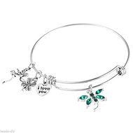 1PC BD Silver Tone Women Girl Expandable Bangle Bracelet Jewelry Gift 20cm N4