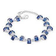 925 Silver Plated Blue Gem Women Wedding Sapphire Bracelet Bangle Jewelry N3