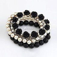 Mix Flower Beads Stretch Bracelet Temperament Alloy Resin Rhinestone Bangle DZ88 N5