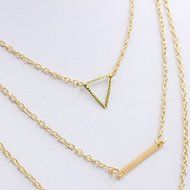 New Women Triangle Multilayer Sequins Gold Pendant Chain Statement Bib Necklace N4