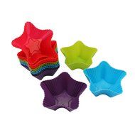 Trustworthy Buy 12-pack Reusable Silicone Star Shape Baking Cups / Cupcake Liners - Blue/Green/Red/Purple