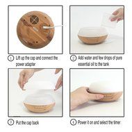Minofox 200ml Wood finish Aromatherapy Essential oils diffuser, Ultrasonic Cool Mist Humidifier with changing... N4