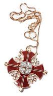 Gold Silver Plated Opens Jerusalem Cross Pendant Necklace Red Enamel Swarovski N3
