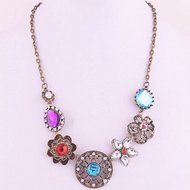 Women Crystal Flower Pendant Choker Chain Bib Statement Necklace Fashion Jewelry N4