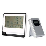 Hense Wireless Weather Station Forecast Temperature Humidity Barometer 2 Alarm Clocks HT12