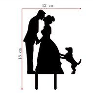 Ecape Acrylic Cake Topper of Engagement and Wedding with Bride and Groom and Their Lovely Cat Pack of 1 N5