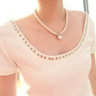 Fashion Jewelry Pendant Crystal Chunky Pearl Bib Chain Statement Necklace B42 N3