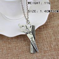 Women's Fashion Silver Hairdresser Scissors Comb Stylist Pendant Chain Necklace N5