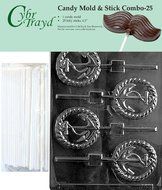 Cybrtrayd 45St25-N028 Anchor Lolly Nautical Chocolate Candy Mold with 25 Cybrtrayd 4.5&quot; Lollipop Sticks