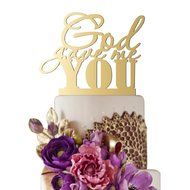 Sugar Yeti Made In USA Wedding Cake Topper God Gave Me You #22 Gold Mirror