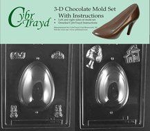 Cybrtrayd E226AB Chocolate Candy Mold, Includes 3D Chocolate Molds Instructions and 2-Mold Kit, Panoramic Egg