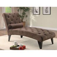Coaster Chaise Lounge with Button Tufted Gray Velour Fabric in Black Finish