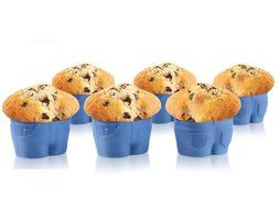 Joyoldelf Set of 6 Mr Muffin "Muffin Top" Bake Cups! Delight Your Guests with these "Cheeky" Baking Molds,Blue