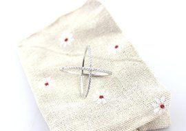 HI-BOOM Sterling Silver Pave CZ "X" Criss Cross Long Ring