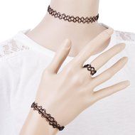 Beautiful Bead Vintage Style Tattoo Simulant Elastic Thigh Chain Band Black N41