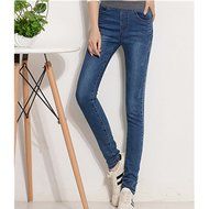 Spritech(TM) Women's Autumn Slim Relaxed Elastic Waist Jeans Pants Dark Blue N9