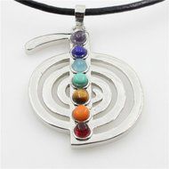 Natural Gemstones Healing Reiki 7 Chakra Moon Cross Charm Beads Pendant Necklace N15