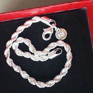 Fashion Womens 925 Sterling Silver Twisted Rope Chain Bracelet Jewelry N3