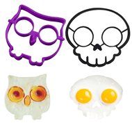 Cy3Lf Clearance Sale - Cy3Lf Silicone Egg Mold Ring, Purple Owl Shaped Egg Ring &amp; Black Skull Shaped Egg Ring(...