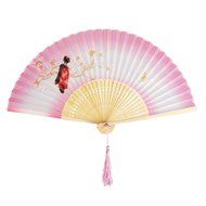 Hollow Rib Flower Hand Fan Folding Fan Pocket Fan (Blue) N34