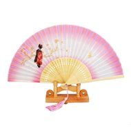 Hollow Rib Flower Hand Fan Folding Fan Pocket Fan (Blue) N36
