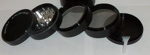 Authentic SMART CRUSHER 5 Piece Herb Spice Coffee Tobacco Pollen Grinder +Free Pollen Scraper (2.5 Premium Black)