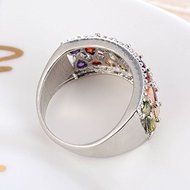 Fashion Jewelry 925 Silver Amethyst Ruby Pink Topaz Gems Cluster Band Rings S925 (6)