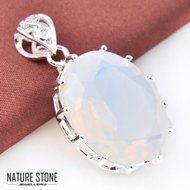 Special Price Rainbow Moonstone Gemstone Silver Necklace Pendants Jewlery Gift N3