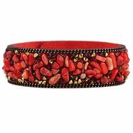 Gaobei Handmade Punk Style Womens Bangle Natural Crystals Stones and Crystal Inlay Soft Velvet Leather Wrap Bracelets N9