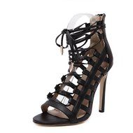 Yaheeda Womens High Heel Synthetic Lace Up Sandals Strap Ankle Open Toe Platform Pump Shoes N5