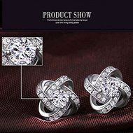 Fashion Lady Women 925 Silver Plated Ear Stud Zircon Crystal Rhinestone Earring N4