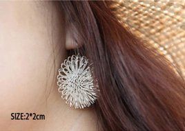Fashion Plated silver Dandelion Dangle Stud Earrings Jewelry Loves Gift N4