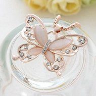 Rose Gold butterfly Pendant Necklace Stainless steel Fashion Women Jewelry gift