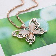 Rose Gold butterfly Pendant Necklace Stainless steel Fashion Women Jewelry gift N2