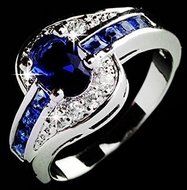 Women Blue Sapphire White Gold Filled Engagement Ring Size 7 8 9 Rings Jewelry (8)