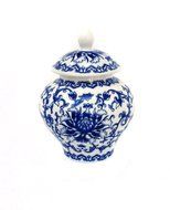 Ancient Blue and White Porcelain Tea Storage Helmet-shaped Temple Jar ( large size) N2